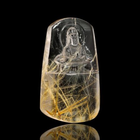 Mặt Phật Quan Thế Âm Bồ Tát - Tóc vàng bã mía #MTV0164 4