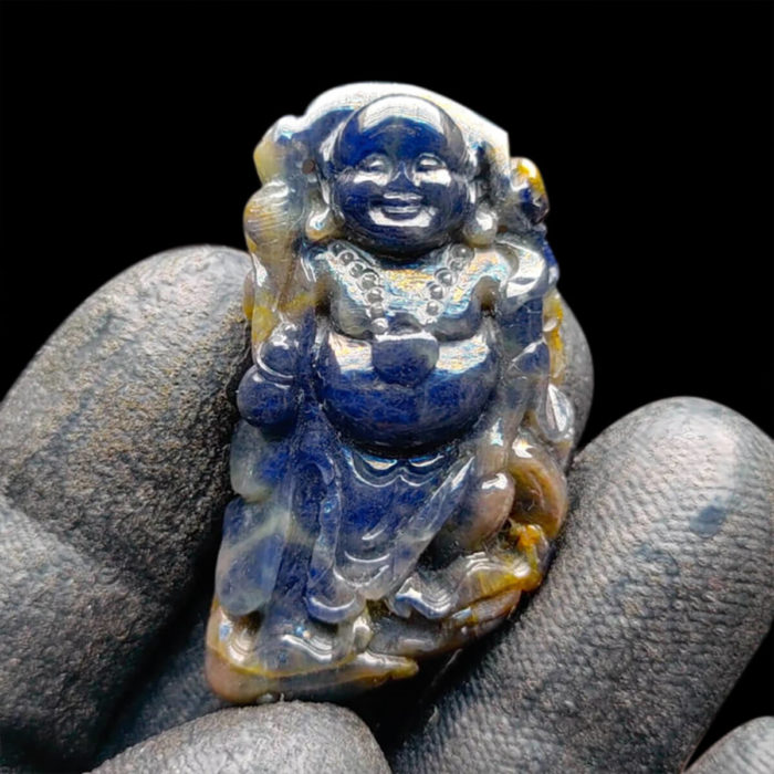 Mặt Phật Di Lặc Sapphire Xanh Hero + Xám Tự Nhiên #MSP-1007-06 1