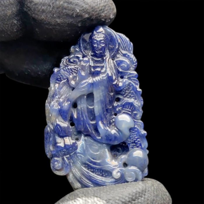 Mặt Quan Thế Âm Bồ Tát Cưỡi Rồng Sapphire Lục Yên #MSP-1013-08 1