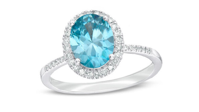 Nhẫn Đá Zircon Xanh