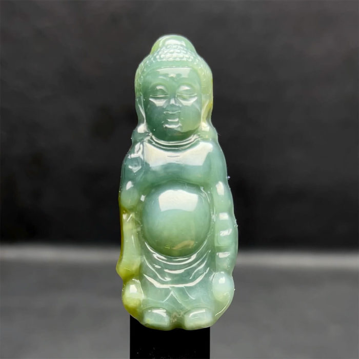 Mặt Tiểu Phật A Di Đà - Ngọc Cẩm Thạch Lam Dầu Huyết - Chuẩn A #MCTA-210108-11 1