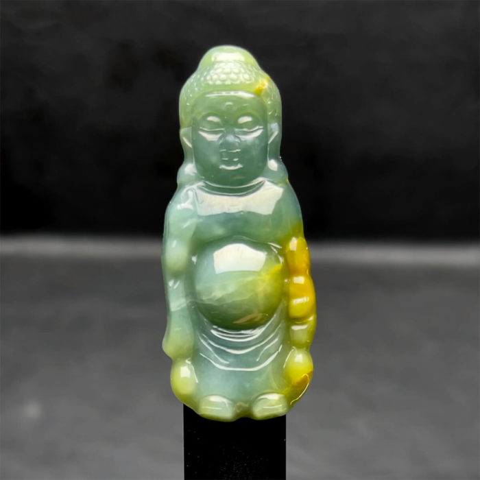 Mặt Tiểu Phật A Di Đà - Ngọc Cẩm Thạch Lam Dầu Huyết - Chuẩn A #MCTA-210108-14 1