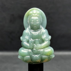 Mặt Quan Thế Âm Bồ Tát - Ngọc Cẩm Thạch Lam Dầu - Chuẩn A #MCTA-210116-06