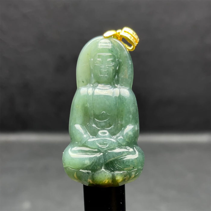 Mặt Phật A Di Đà - Ngọc Cẩm Thạch Lam Dầu - Chuẩn A #MCTA-210116-15 1