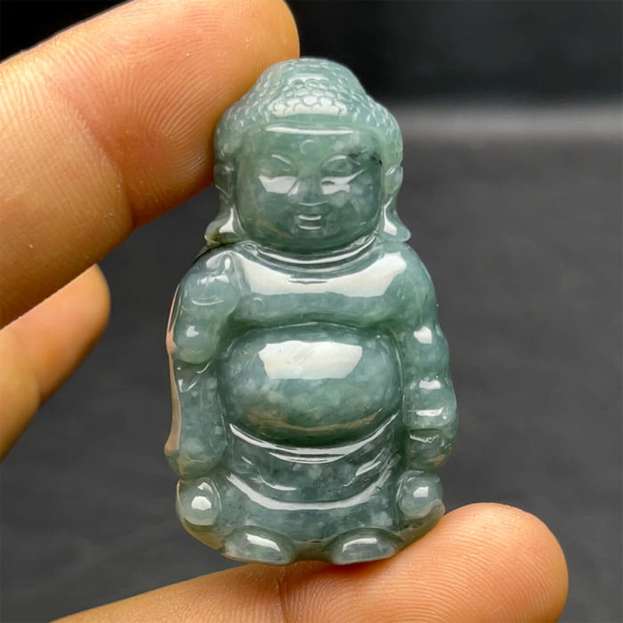 Mặt Phật A Di Đà - Cẩm Thạch Lam Dầu Hoa - Chuẩn A #MCTA-210206-17 1