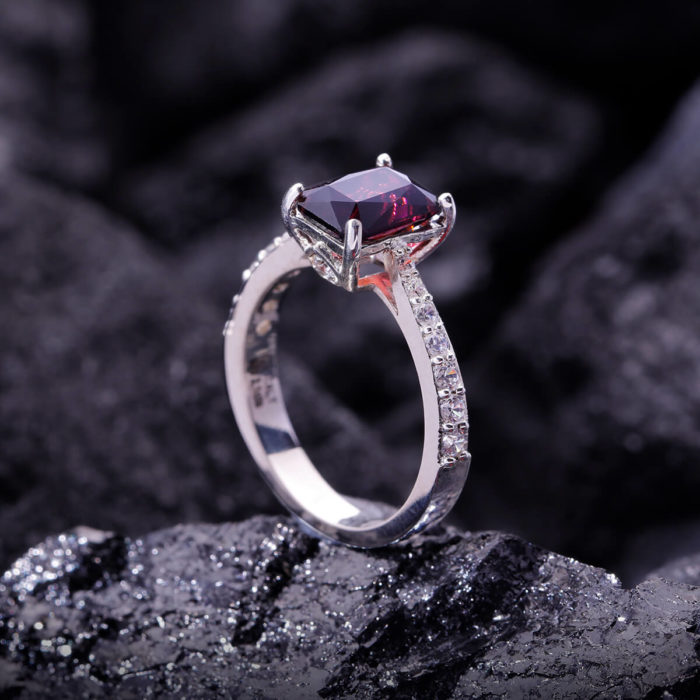 Nhẫn Nữ - Bạc - Đá Garnet - Ngọc Hồng Lựu - Tự Nhiên #NGN-210605-01 2