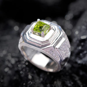 Nhẫn Nam - Bạc - Đá Peridot Tự Nhiên #NPE-210626-01
