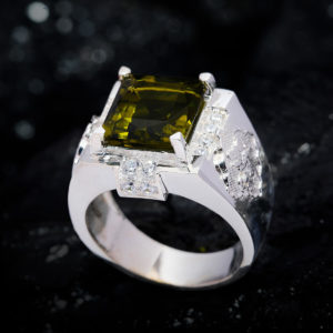 Nhẫn Nam - Bạc - Đá Peridot Tự Nhiên #NPE-210626-02