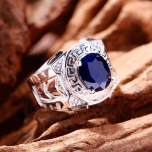 Nhẫn Nam - Bạc - Đá Sapphire Tự Nhiên #NSP-210605-01