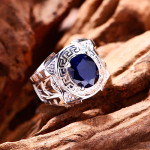 Nhẫn Nam - Bạc - Đá Sapphire Tự Nhiên #NSP-210605-01 - Ảnh 2