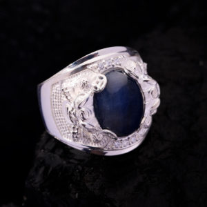 Nhẫn Nam - Bạc - Đá Sapphire Phan Thiết Tự Nhiên #NSP-210626-06