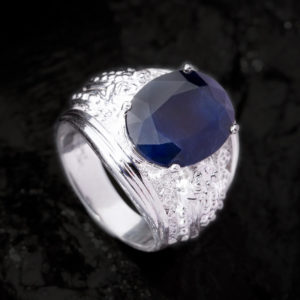 Nhẫn Nam - Bạc - Đá Sapphire Phan Thiết Tự Nhiên #NSP-210626-09