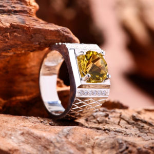 Nhẫn Nam - Bạc - Đá Citrine - Thạch Anh Vàng Tự Nhiên #NTAV-210605-01