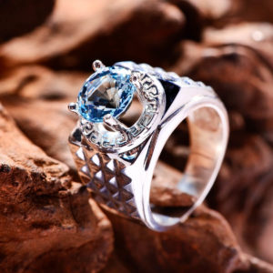 Nhẫn Nam - Bạc - Đá Topaz Xanh  LonDon Tự Nhiên #NTP-210605-02