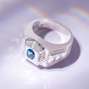 Nhẫn Nam - Bạc - Đá Zircon Xanh Tự Nhiên #NZC-210605-01 - Ảnh 2