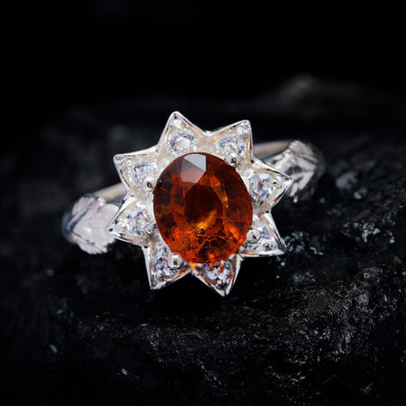 Nhẫn Nữ - Bạc - Đá Garnet Cam - Ngọc Hồng Lựu - Tự Nhiên #NGN-210630-01 3