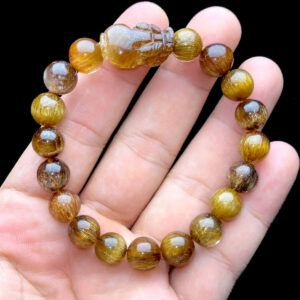 Vòng Tay Thạch Anh Tóc Đỏ Đồng Trục - Hiệu Ứng Mắt Mèo #VTD-220905-02