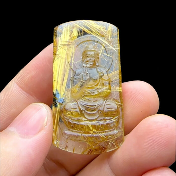 Mặt Phật Như Lai Đại Nhật - Thạch Anh Tóc Vàng Bã Mía #MTV-221021-06 1