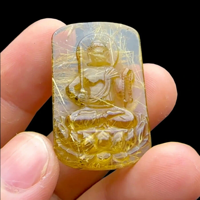 Mặt Phật Bất Động Minh Vương - Thạch Anh Tóc Vàng Bã Mía #MTV-221021-07 1