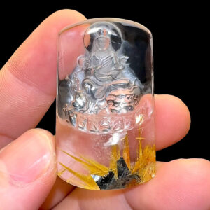 Mặt Phật Văn Thù Bồ Tát - Thạch Anh Tóc Vàng Bã Mía #MTV-221022-03