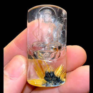 Mặt Phật Bất Động Minh Vương - Thạch Anh Tóc Vàng Hoa Thị #MTV-221022-07