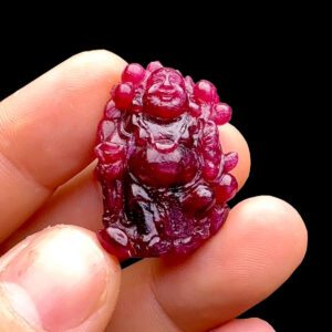 Mặt Phật Di Lặc - Đá Ruby Huyết Kính #MRB-230128-03