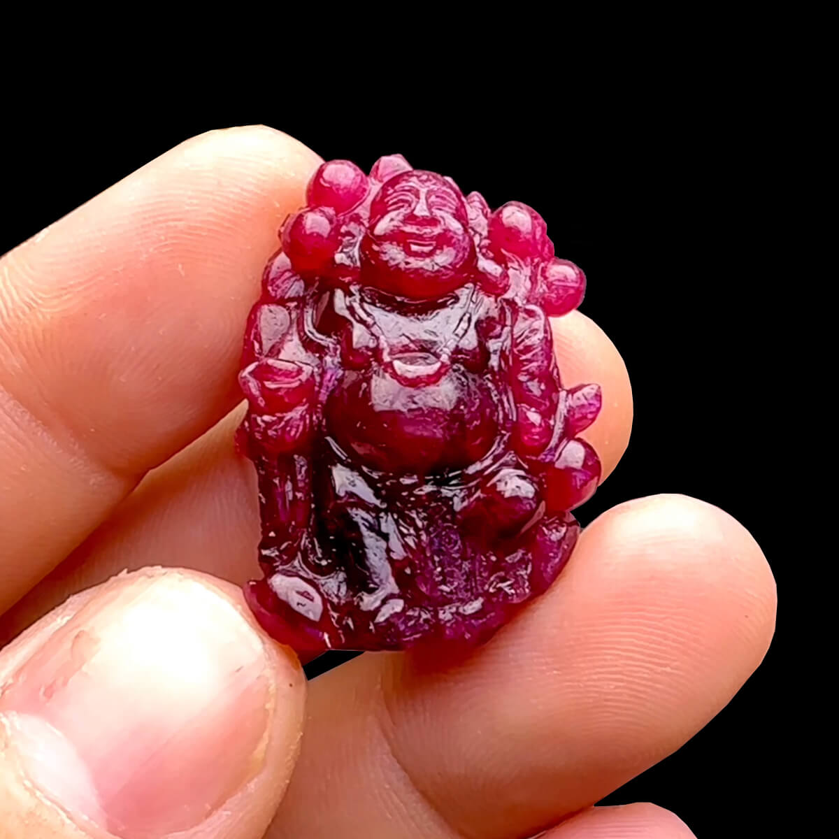 Mặt Phật Di Lặc - Đá Ruby Huyết Kính #MRB-230128-03