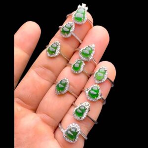 Nhẫn Hồ Lô - Bạc - Đá Phỉ Thuý Chuẩn A #NPTA-230218-01