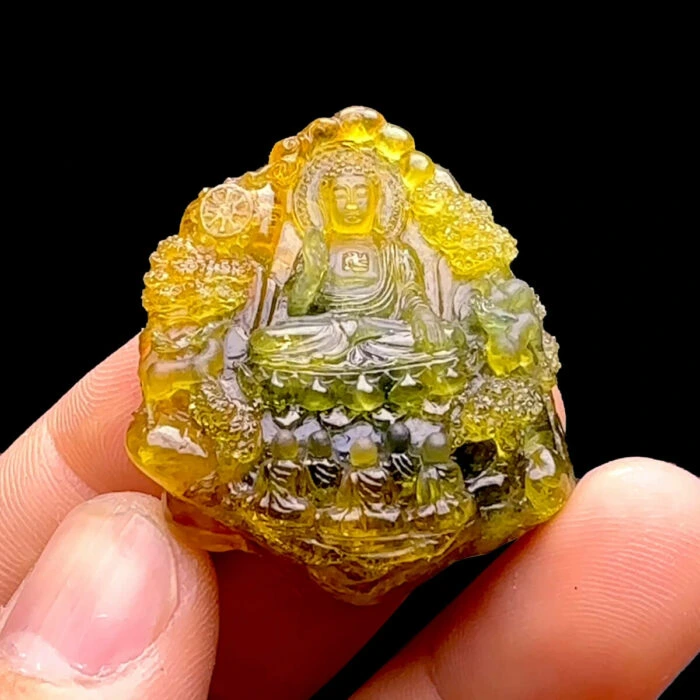 Mặt Phật A Di Đà - Đá Sapphire Vàng Xanh Lá #MSP-230310-01 1