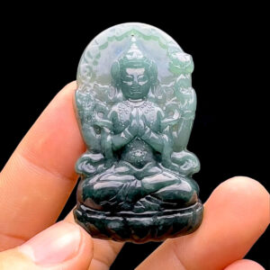 Mặt Quan Âm Tứ Thủ - Cẩm Thạch Lam Ngọc - Chuẩn A #MCTA-230328-02