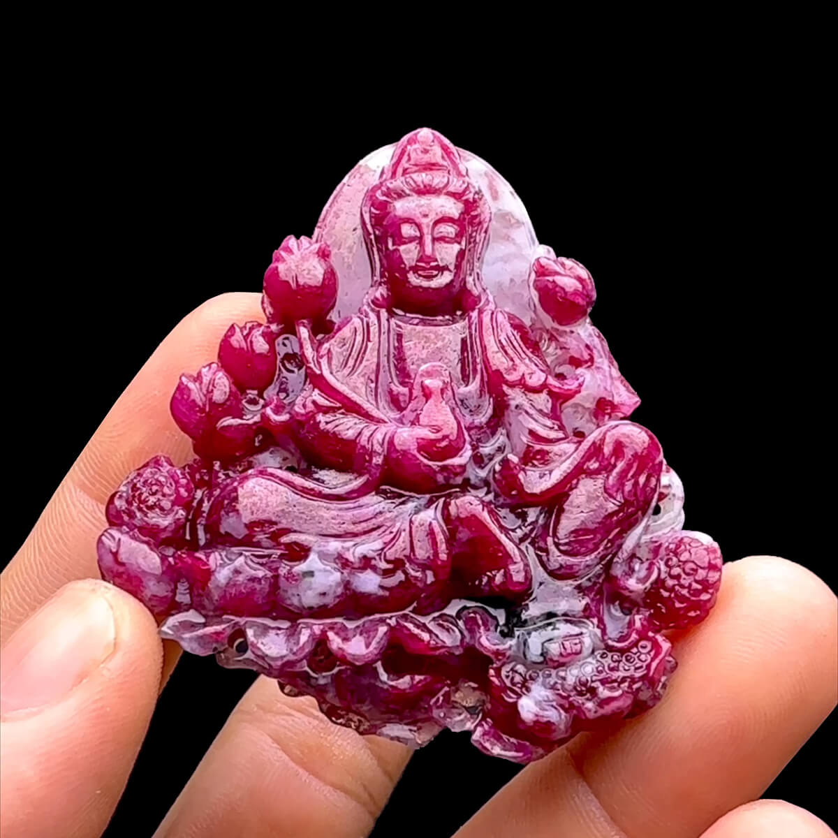 Mặt Quan Âm Tự Tại - Đá Ruby Huyết Kính #MRB-230422-02