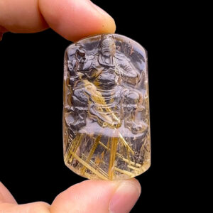 Mặt Quan Thánh Đế Quân - Thạch Anh Tóc Vàng Bã Mía #MTV-230503-03