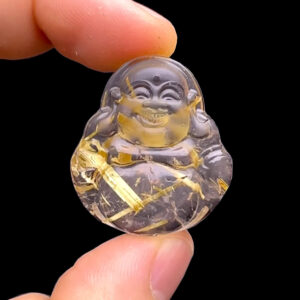 Mặt Phật Di Lặc - Thạch Anh Tóc Vàng Bã Mía #MTV-230503-04