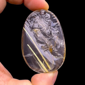 Mặt Quan Thánh Đế Quân - Thạch Anh Tóc Vàng Bã Mía #MTV-230503-05