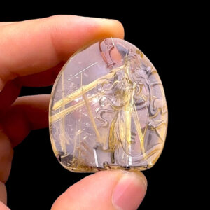 Mặt Quan Thánh Đế Quân - Thạch Anh Tóc Vàng Bã Mía #MTV-230505-02