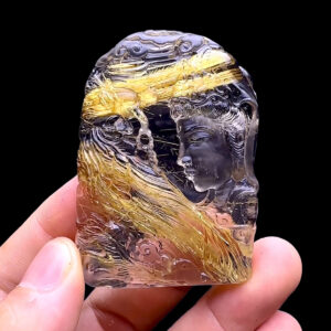 Mặt Phượng Hoàng Chầu Quan Âm - Thạch Anh Tóc Vàng Bã Mía #MTV-230902-01