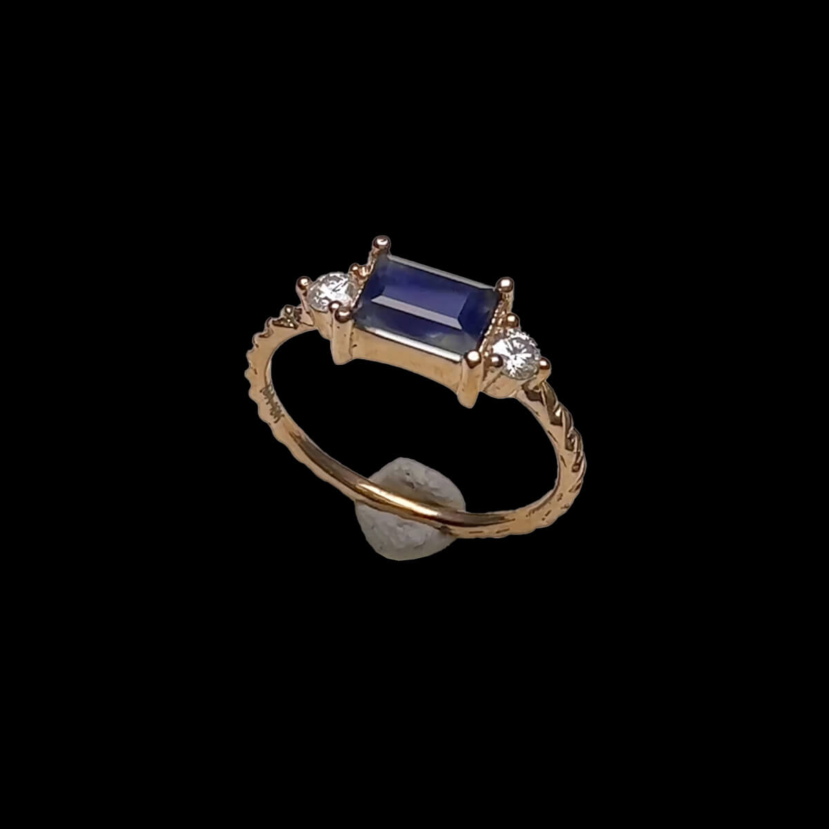 Nhẫn Nữ - Vàng Hồng - Sapphire Xanh Hero Tự Nhiên #NSP-230808-02
