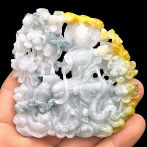 Mặt Quan Âm Tự Tại - Cẩm Thạch Nếp Băng Myanmar - Chuẩn A #MCTA-231002-01