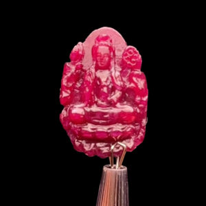 Mặt Quan Thế Âm Tọa Sen - Đá Ruby Huyết Tự Nhiên #MRB-231002-03