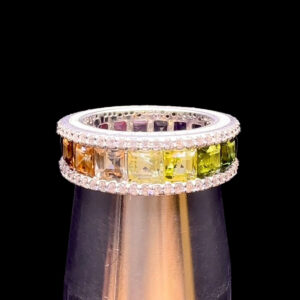 Nhẫn Nữ - Vàng Trắng – 17 Viên đá quý – Đính Kim Cương Moissanite #NRBW-230916-01