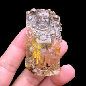 Mặt Phật Di Lặc - Thạch Anh Tóc Vàng #MTV-240803-03